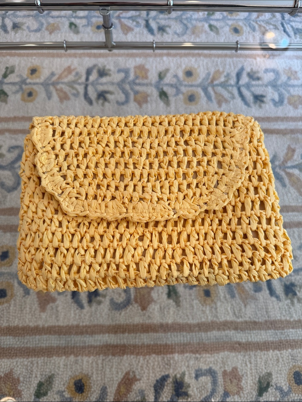 Melrose and Market Yellow Woven Crochet Clutch
